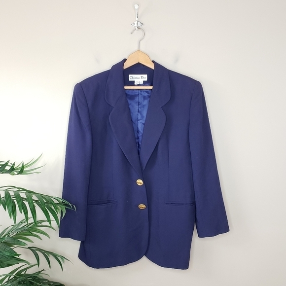 Vintage Christian Dior | Navy Blue Blazer Size 12 - Picture 1 of 10